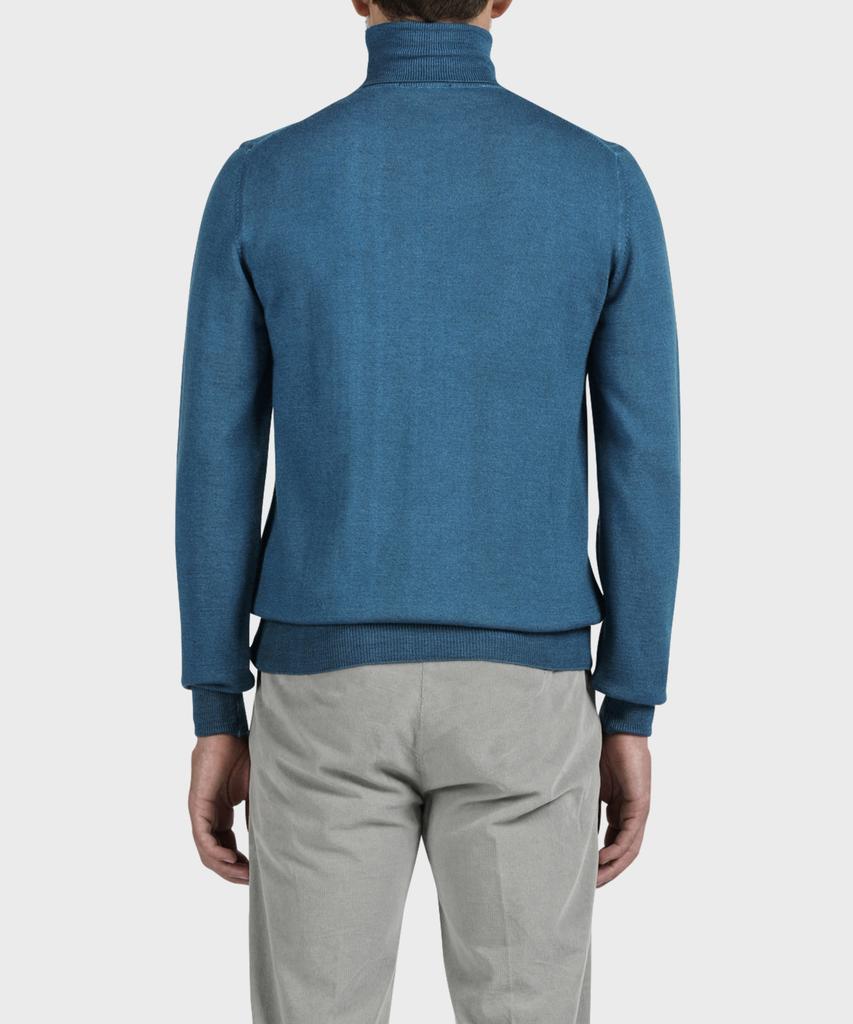 PANICALE Blue 100% Merino Wool Striped Turtleneck Knit