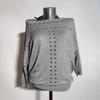 Vintage Retro Unifarbener Nieten Lockere Passform Langarm-T-Shirt