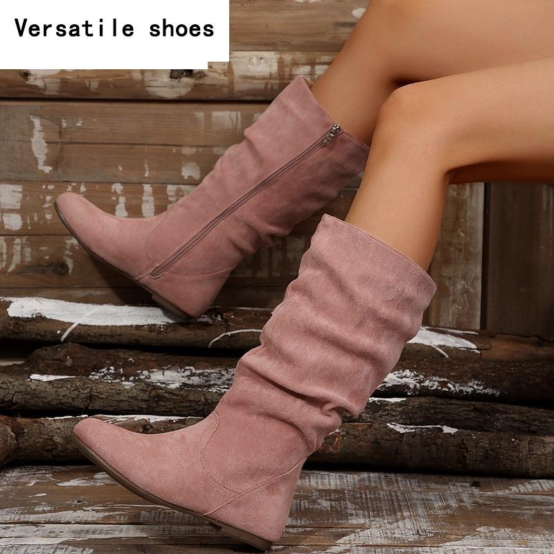 Замшевые балетки до середины голени — фото 3