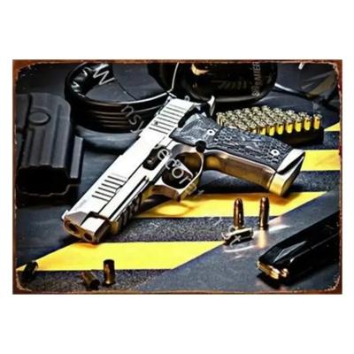 Military Metal Wall Decor Pistol Signs Man Cave Gifts