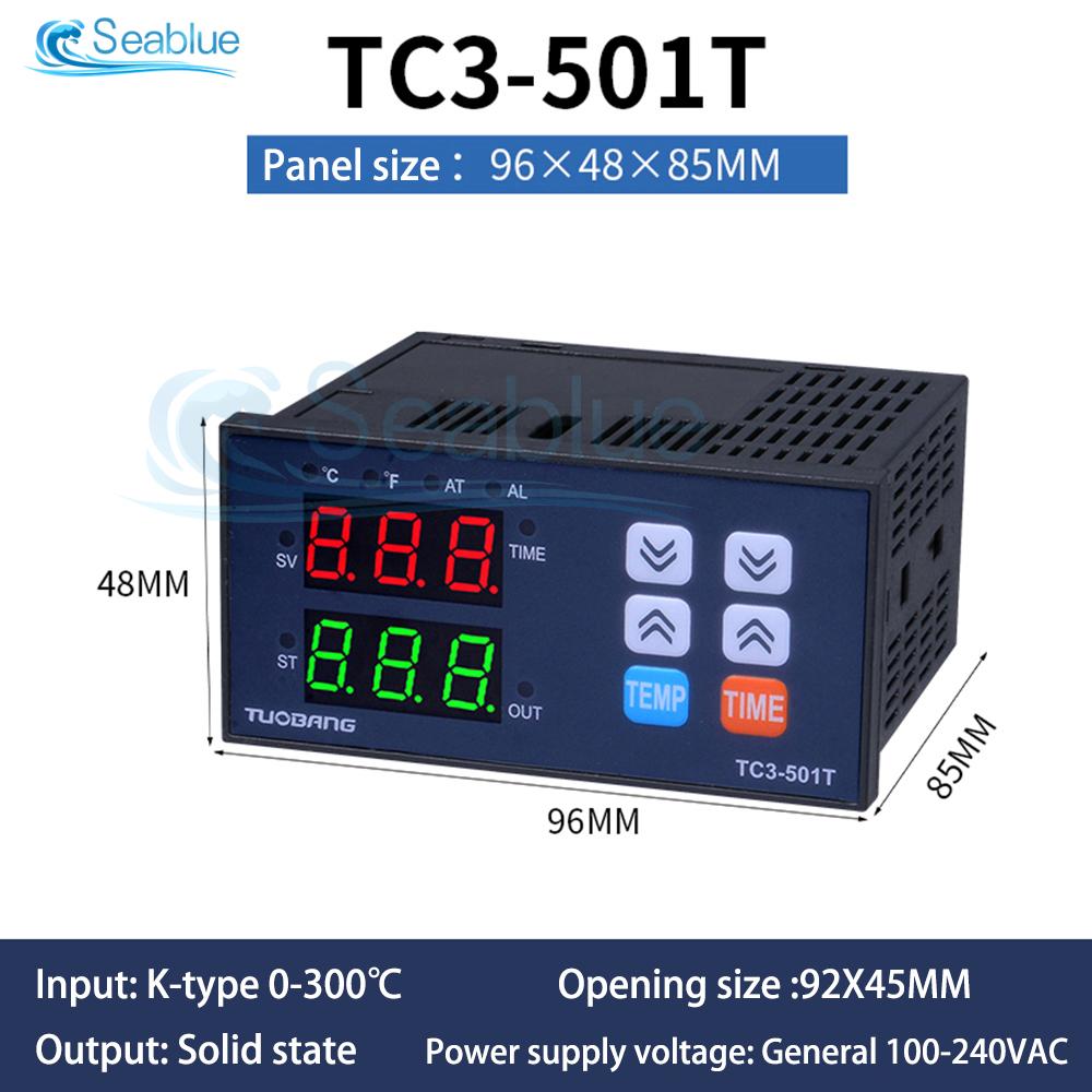 TC3-501T Multifunctional Digital Display Temperature Controller AC 110V 220V High-precision Temperature Controller Timer 0~300 ℃