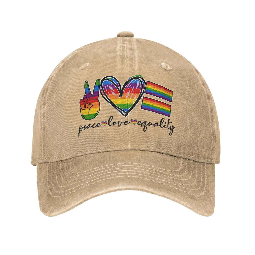 LGBTQ Rainbow Baseball Cap Vintage Distressed Denim Gay Pride LGBT Awareness Ally Snapback Cap Unisex Outdoor All Seasons Caps