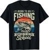 Teen Boys Fishing Shirt Forced To Go To School Bass Fish T-Shirt