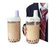 Portable High-Value Milk Tea Plastic Tumbler with Straw for Men and Women, Suitable for Outdoor and Home Use