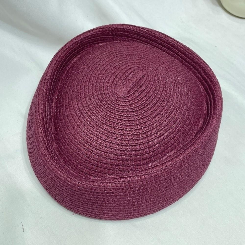 Elegancki Słomkowy Kapelusz Beret Klasyczny Vintage Kapelusz Przeciwsłoneczny Nowy Kapelusz Stewardessy Wesela Imprezy
