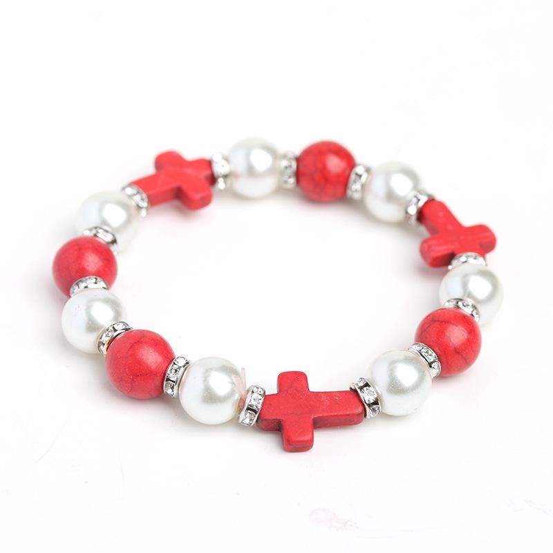 Spicy Girl Turquoise Pearl Cross Punk Bracelet