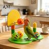 Bite Resistant Parrot Toys Basketball Hoop Toy, Interactive Bird Toss Ring Game, Cage Accessories Agility Training Enrichment Toy for Parakeets