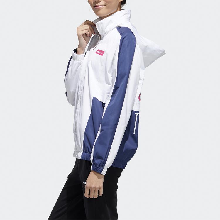 Adidas Neo Loose Fit Retro Sports Stand Collar Jacket Women Jacket White Blue GK1510