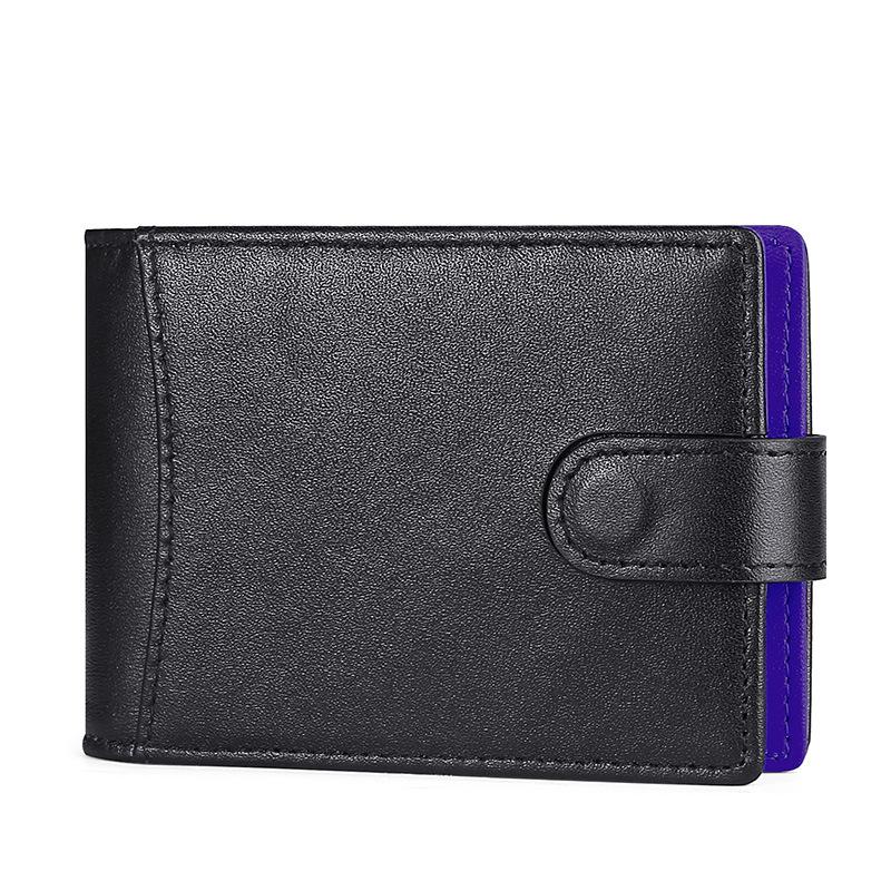 Portofel din piele Stil scurt pentru bărbați, cu clips pentru carduri de credit cu tragere pe curea, portofel metalic pentru dolari