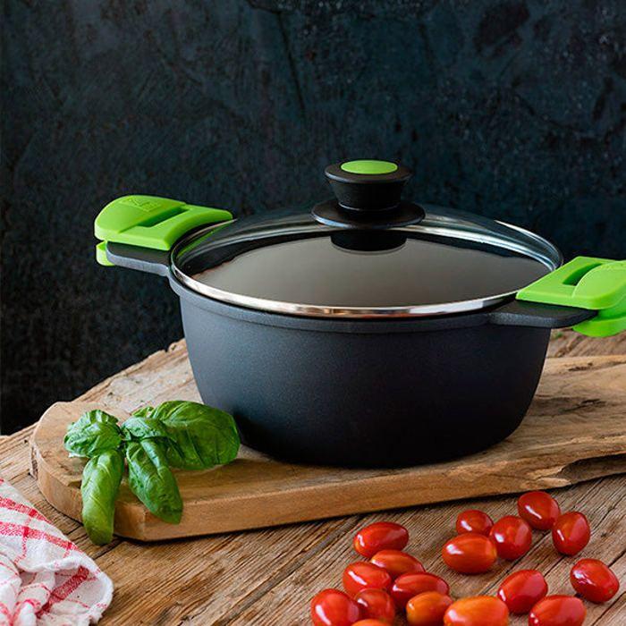 Cocotte - bra - braisogona_a400324 - 24 cm - couvercle en verre - poignées en silicone