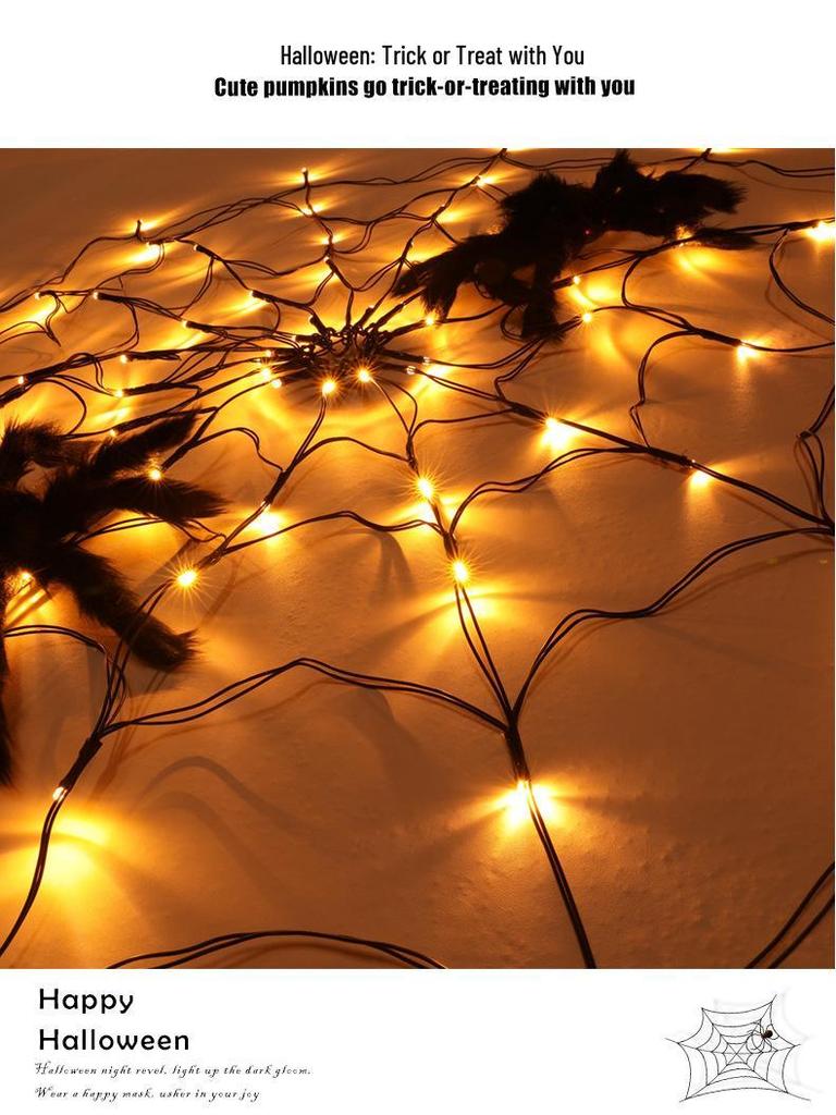 LED Spider Web String Lights - Halloween Room Decor