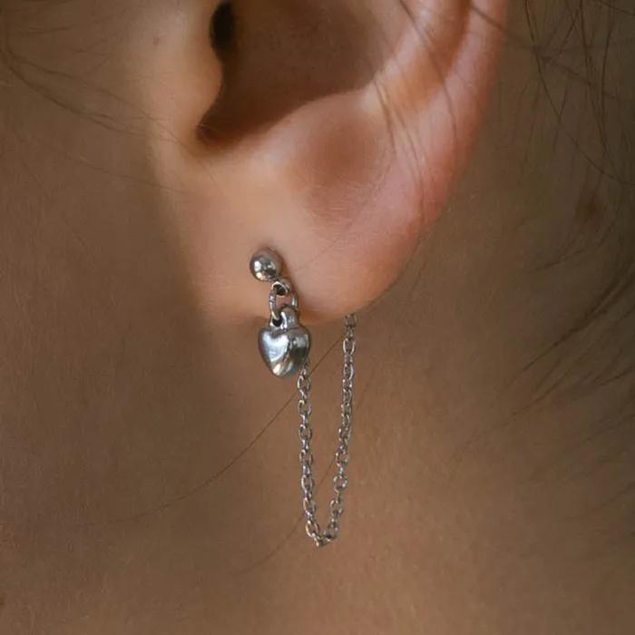 Mini Heart Chain Drop Earrings_PM26E002SS