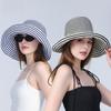 Summer Striped Wide Brim Fisherman Hat With Sun Protection For Women Outdoor Fashion