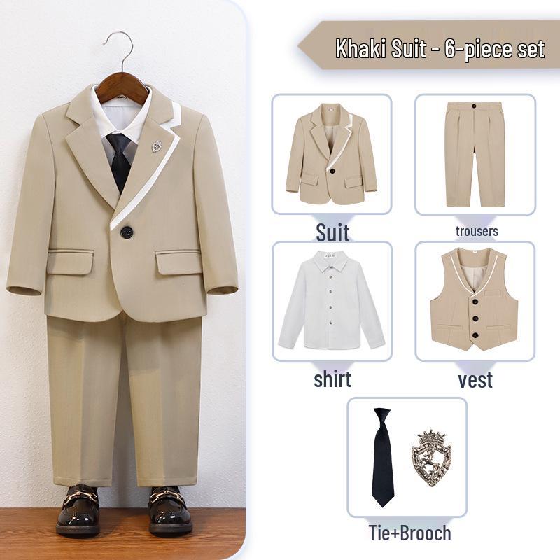 Boys' British Gentleman Suit Set - Formal Wear for Piano, Host Speech, or First Birthday