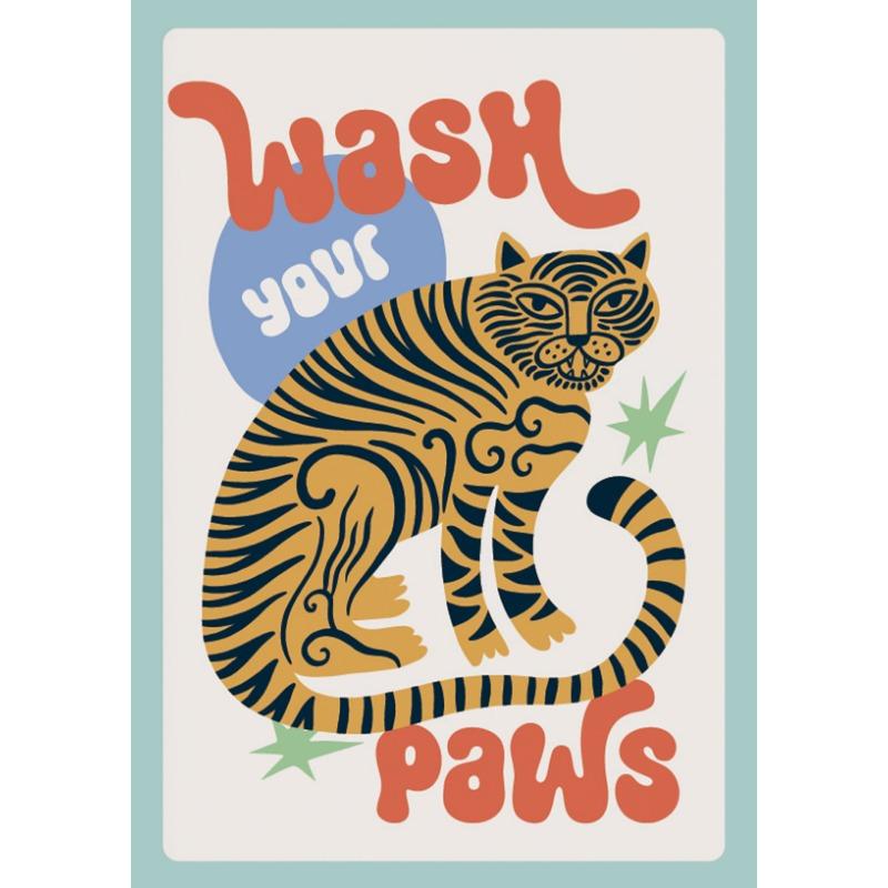 Tiger Wash Your Paws Crocodile Brush Your Teeth Bathroom Poster Fun Toilet Quote Canvas Printing Wall Art Funky Room Home Decor