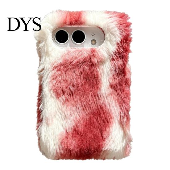 Non Bulky Phone Cover Plush Case for IPhoneDuo, Fuzzy Gradient Color with All Inclusive Protection Full Protection, Cute Shockproof Foldable