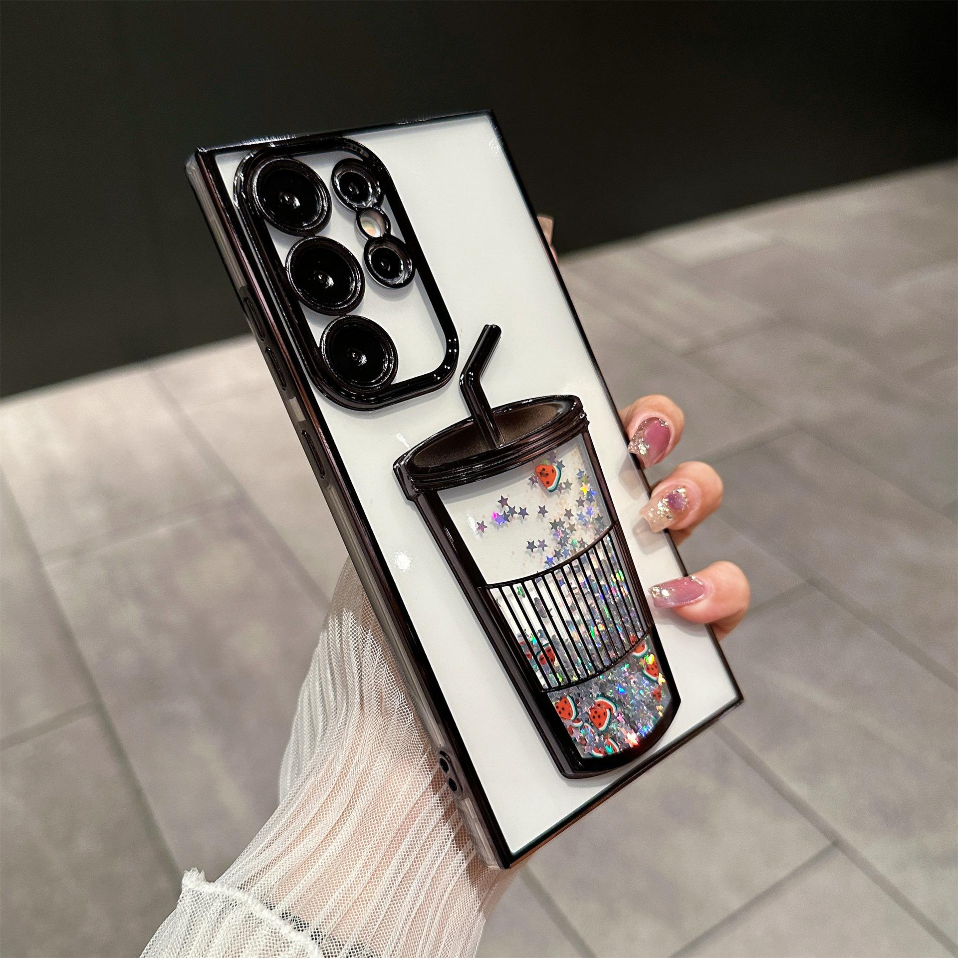 

Creative Quicksand Cup Suitable for Samsung S24ULTRA Mobile Phone Case S23 Transparent Gradient Glitter S22 with Lens Film Samsung S22Ultra