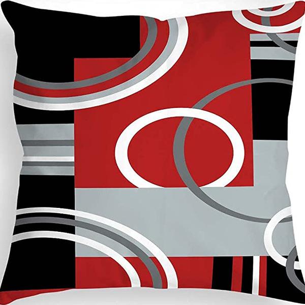 Popular Simple Geometric Abstract Red Black Striped Sofa Cushion Pillow Case Home Removable Washable