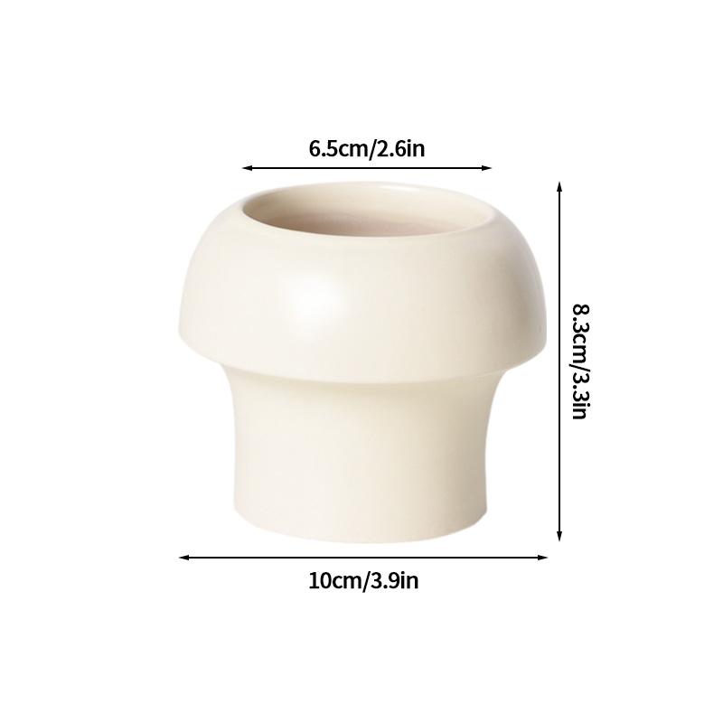 Ceramic Small Flowerpot Cream Colored Succulent Plant Pot Desktop Green Plant Potted Decoration Ins Style Home Ornament Decor