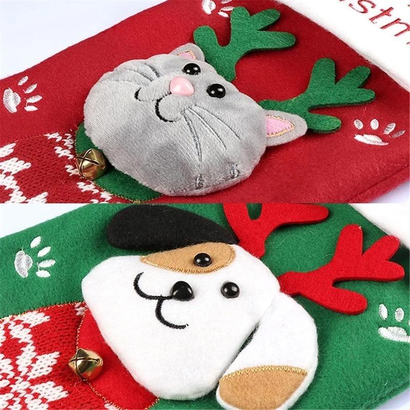 1Pc Christmas Socks Festive Attire Non-woven Fabric Party Supplies Dog Pattern Christmas Christmas Decorative Socks Cat Pattern