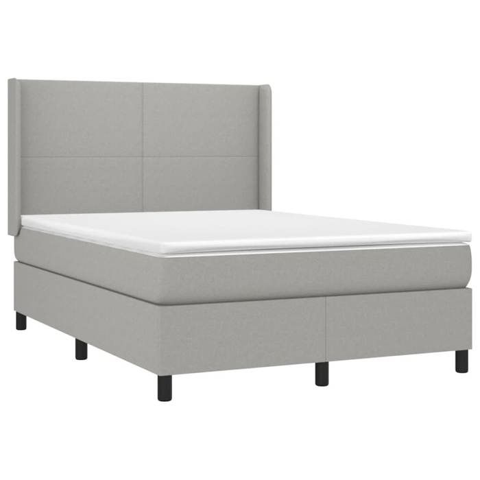 VidaXL Lit à sommier tapissier avec matelas Gris clair 140x200cm Tissu - Modèle 3131273