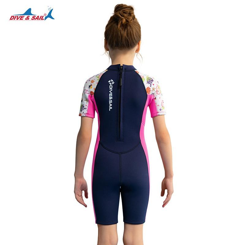 Kids 1.5mm Neoprene Wetsuit Short Sleeve Full Body Dive Suit Snorkeling Swimming Surfing Girls Winter Summer Use