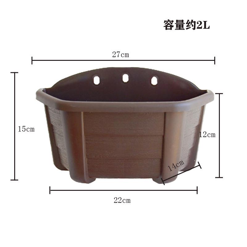 1PC Balcony Wall Hanging Flower Pot Semicircular Plastic Imitation Wood Hanging Water Storage Potted Plant Dill Flower Pot Send Hook