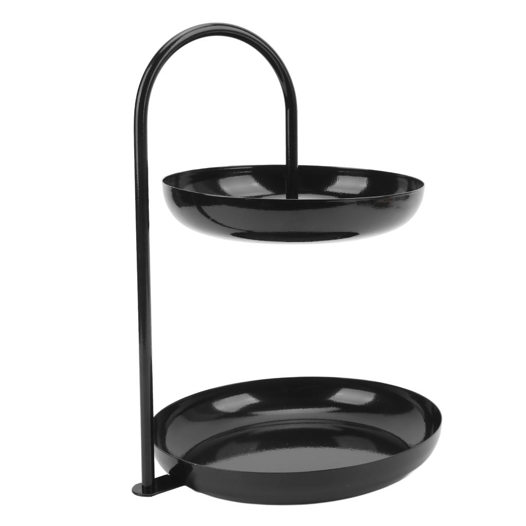 Fruit Plate Classic Black Decorative Double Layer Iron Material Fruit Storage Tray for Kitchen Home