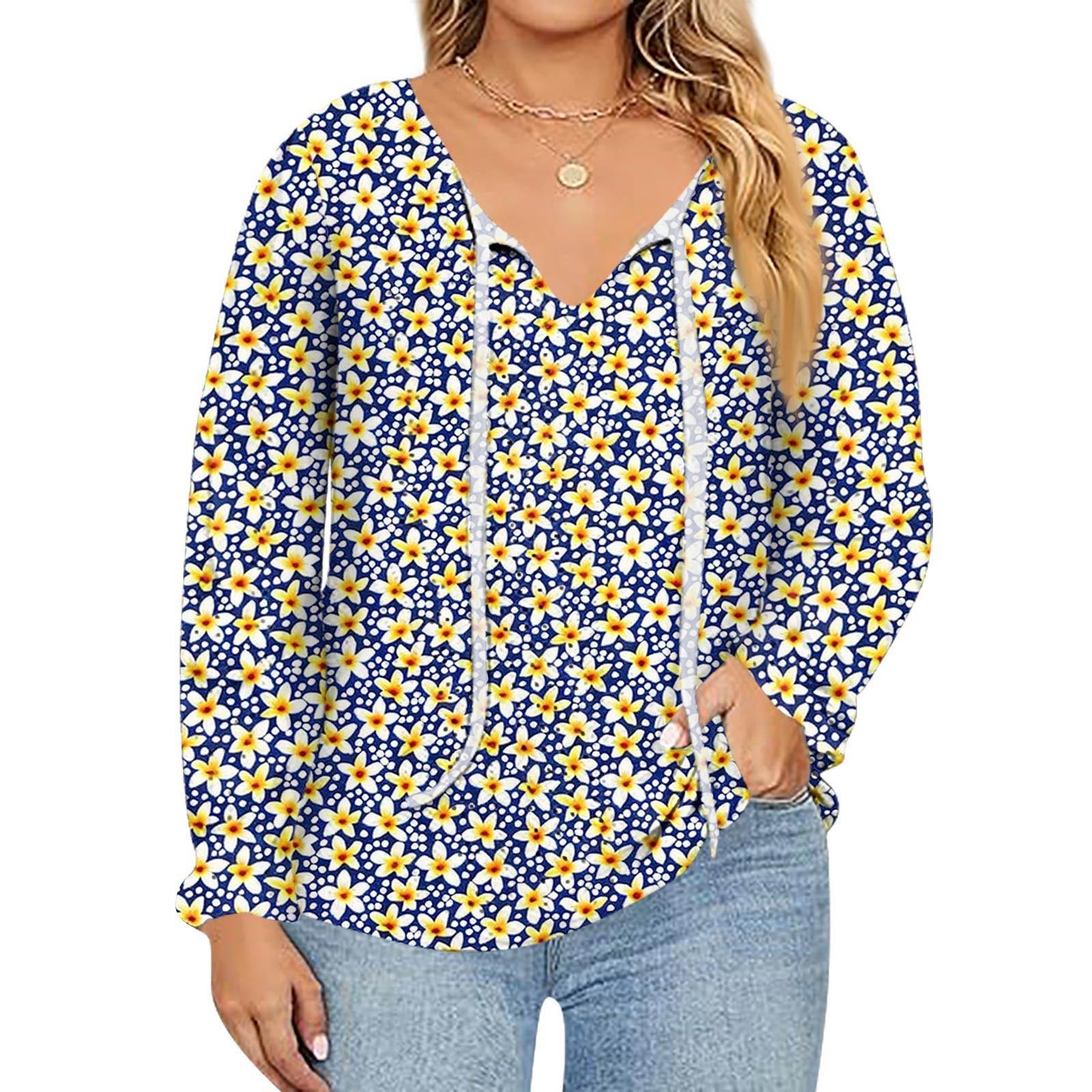 

Women s Fashion Printed Casual V-Neck Long Sleeve Top L