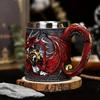 Kufel do piwa ze stali nierdzewnej 600 ml Retro kufel kubek do kawy kubek do herbaty średniowieczny smok żywiczny kubek dla miłośników fantasy
