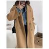 Damen Doppelreihiger Langer Wollmischung Trenchcoat Reverskragen Locker Warm Winter Oberbekleidung Übermantel