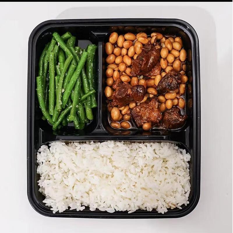 JingJingRS 1000ml 3-Compartment Disposable Lunch Box Set