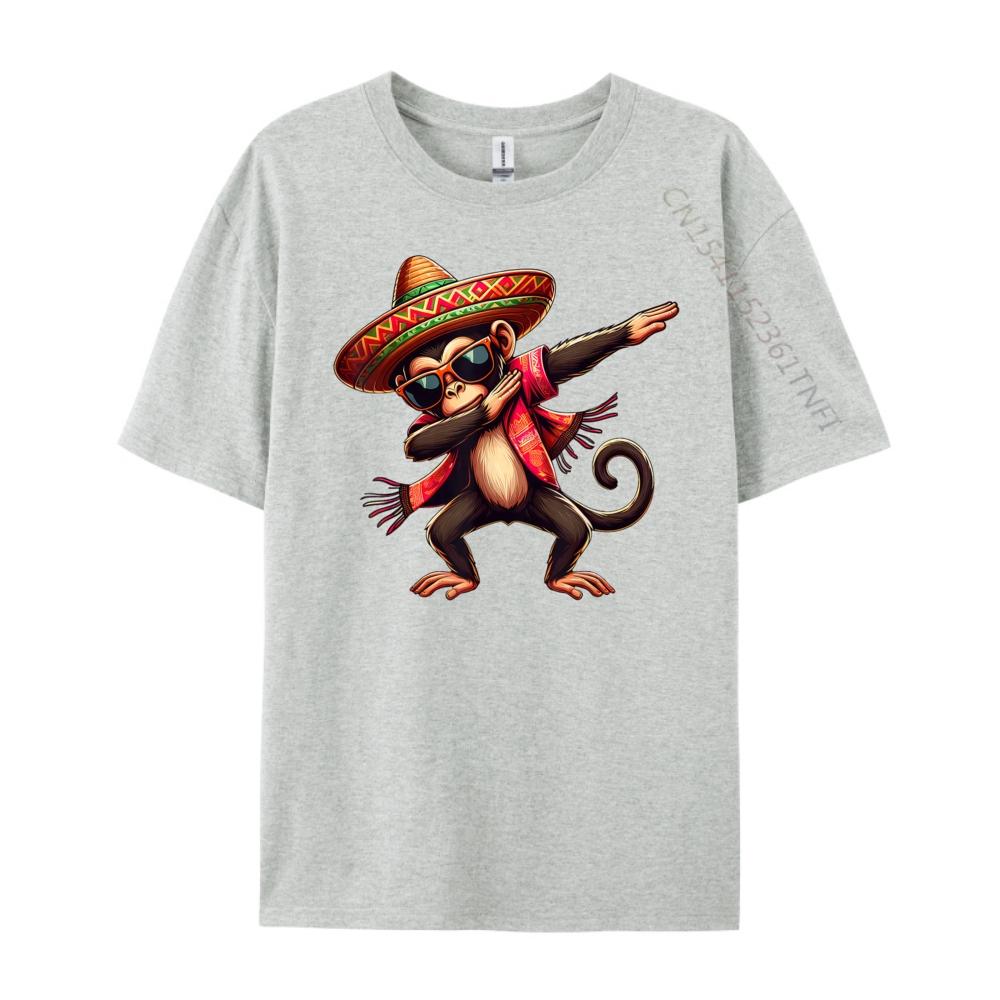 Dabbing Monkey Sombrero Poncho Cinco De Mayo Mexican Anime T Shirts Funny T Shirts Graphic Tshirts Gothic Style