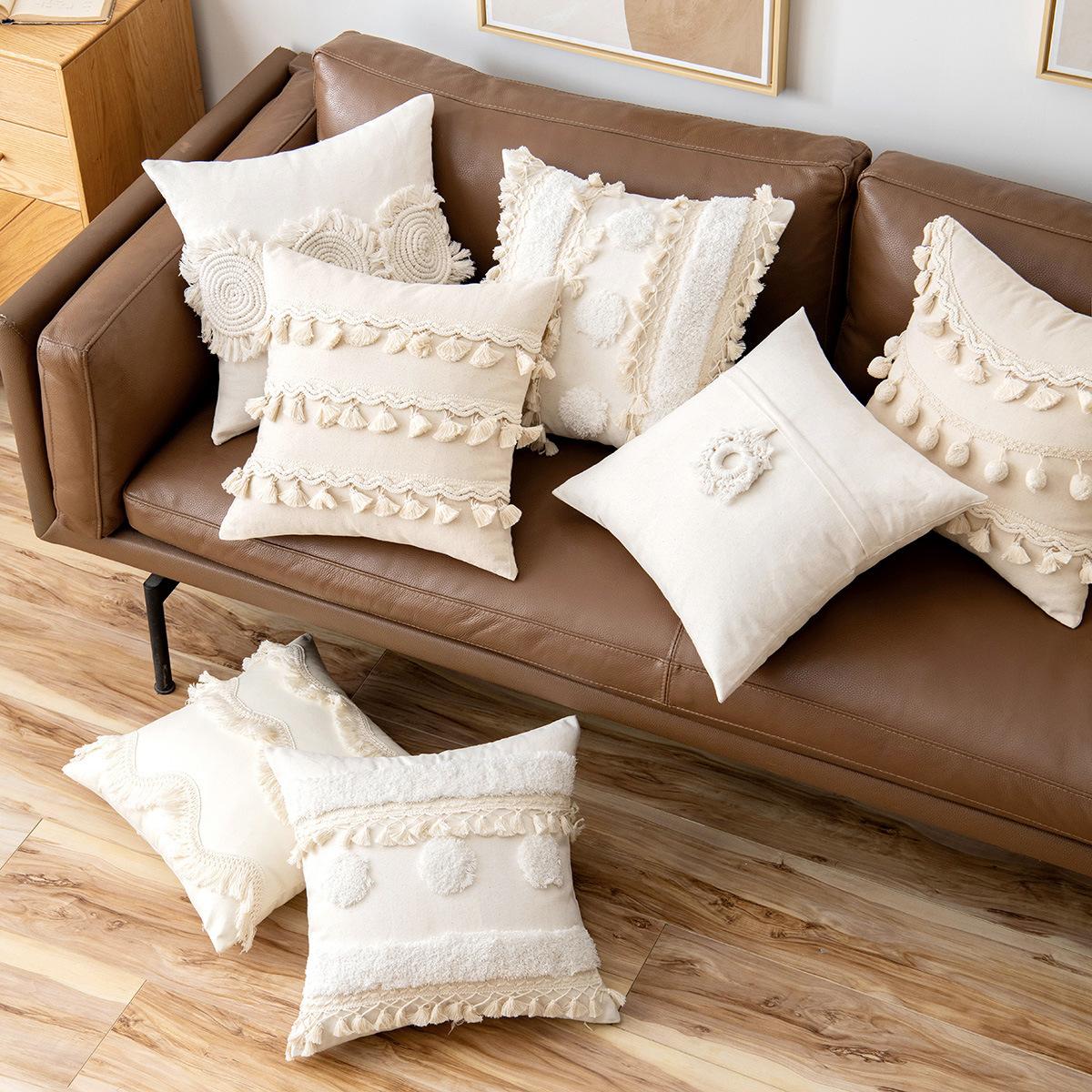 Lace Fur Ball Tassel American Countryside Middle East Morocco Ins Nordic Simple Pillow Cushion Backrest Pillow Case Quality