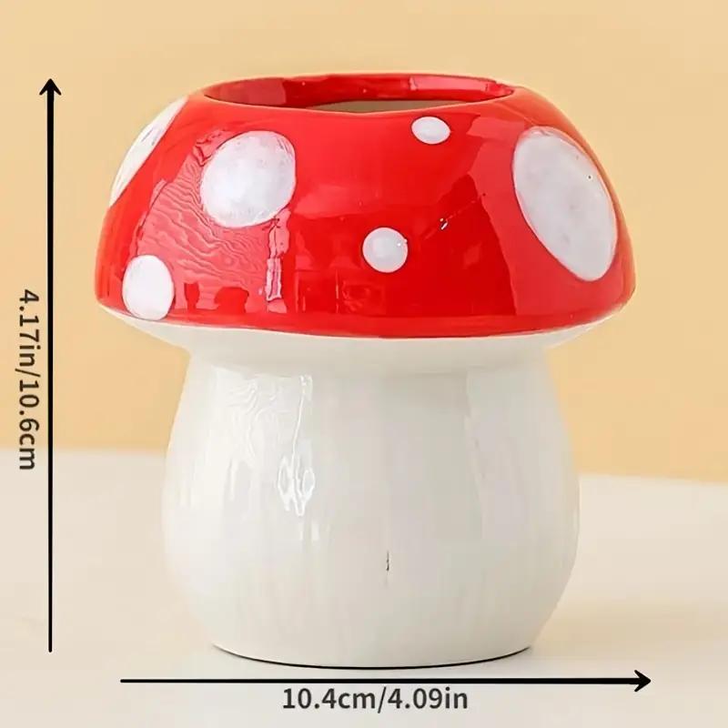 Cute Mushroom Ceramic Pen Container Series Suitable Makeup Brush Holder Office Supplies Desktop Creative Decoration