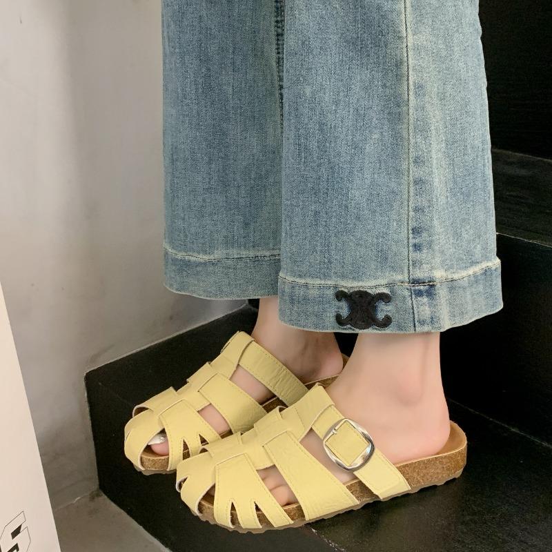 Retro Pig Cage Thick-bottomed Sandals Female Summer New Outer Wear Hollow Lazy Bag Head Half Slippers