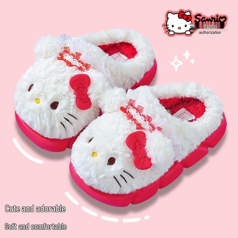 Sanrio Hello Kitty Kids' Winter Cotton Slippers - Cute, Non-Slip, Warm Indoor Footwear for Girls
