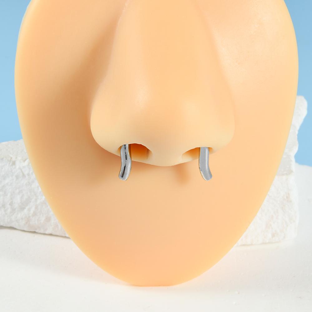 1PC Stainless Steel Magnetic Septum Nose Ring Horseshoe Snake Fake Nose Ring Faux Non Piercing Clip Nose Piercing Jewelry
