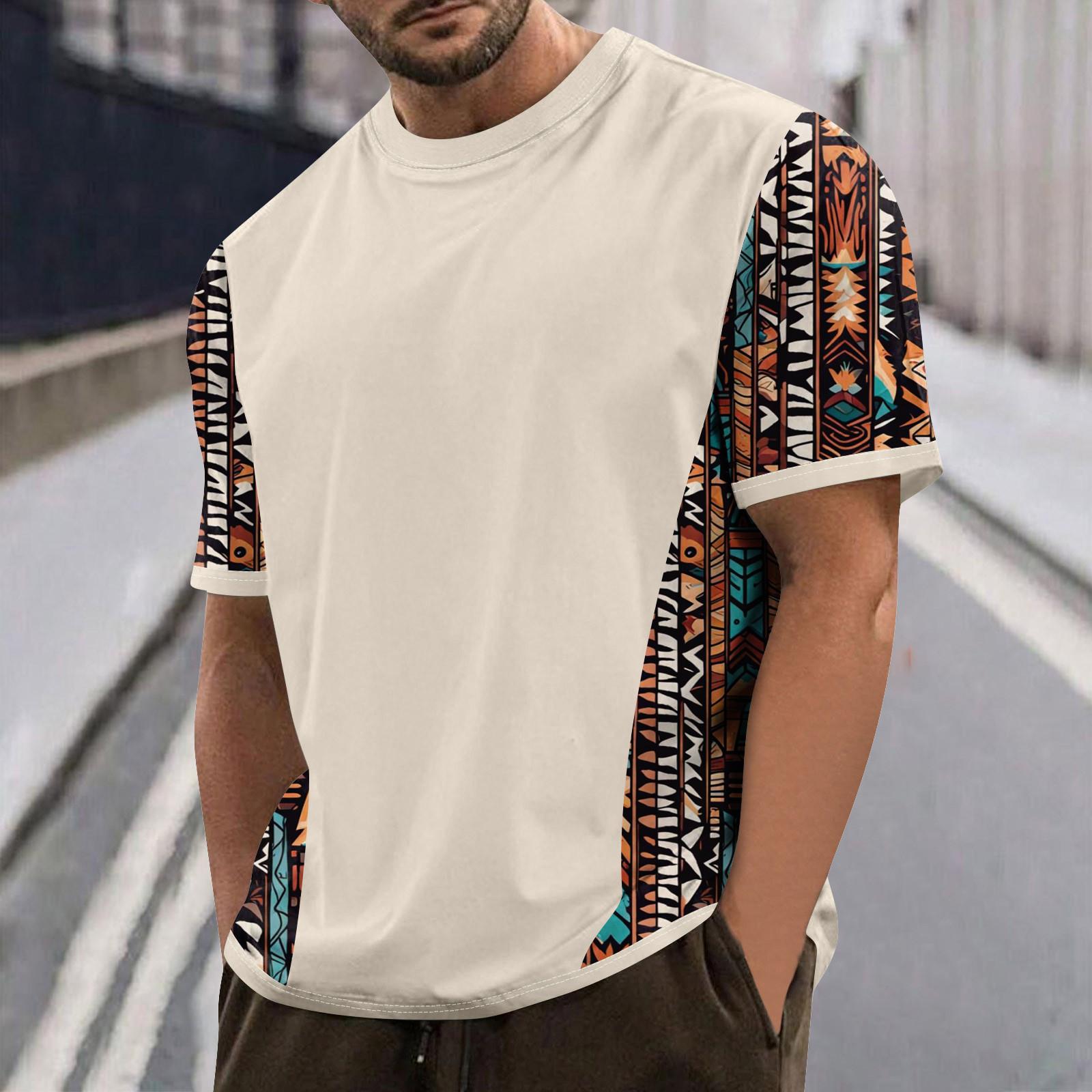 

Мужские футболки с графическим принтом, уличная повседневная одежда с короткими рукавами и принтом L бежевый