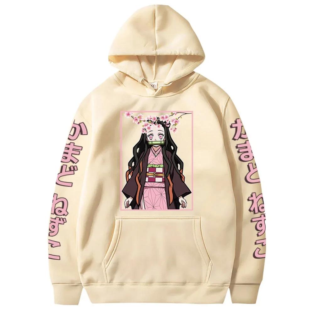 Japan Anime Demon Slayer Graphic Printed Hooded Women Hoodies Long Sleeve Sweatshirt Harajuku Casual Girl Clothes Tops