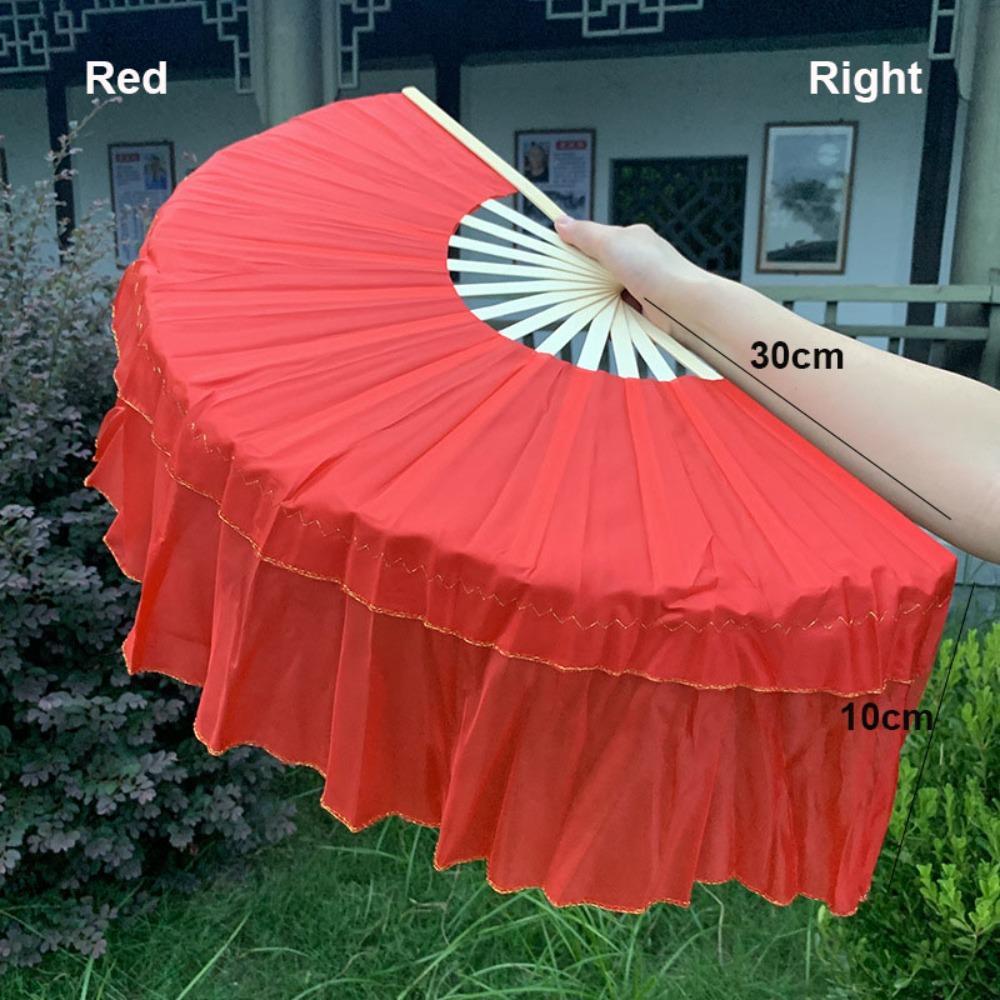 30cm Bamboo Chinese Short Bellydance Fan 5 Colors 10 Styles Bamboo Fans 15cm Half Circle Silk Hand Dye Adults Fan
