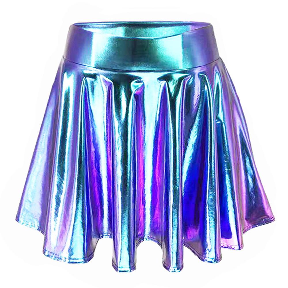 Women's Nightclub Performance Metal Pleated Skirt