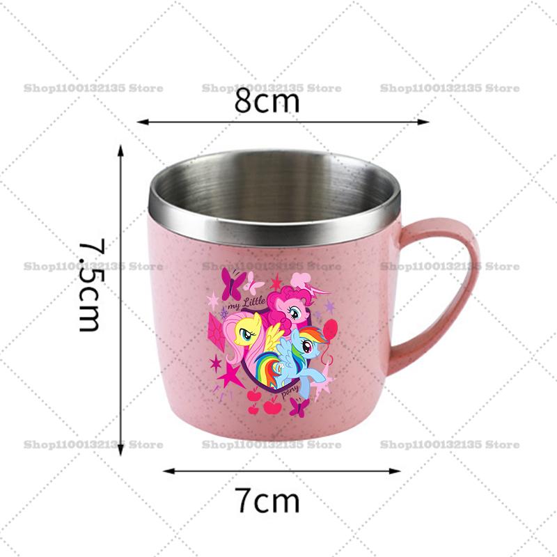 My Little Pony Water Bottle Kawaii Stainless Steel Cups Handle Coffee Milk Mug Tea Drink Home Office Gift Women for Kid Friendly Entertaining Fun Play
