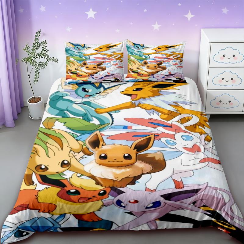 

Pikachu Duvet Covers Pokemon Cartoon Bedding Set Quilt Cover Twin Full Bedroom Bed Decor for Teens Best Gifts Children Bedroom 135x200cm