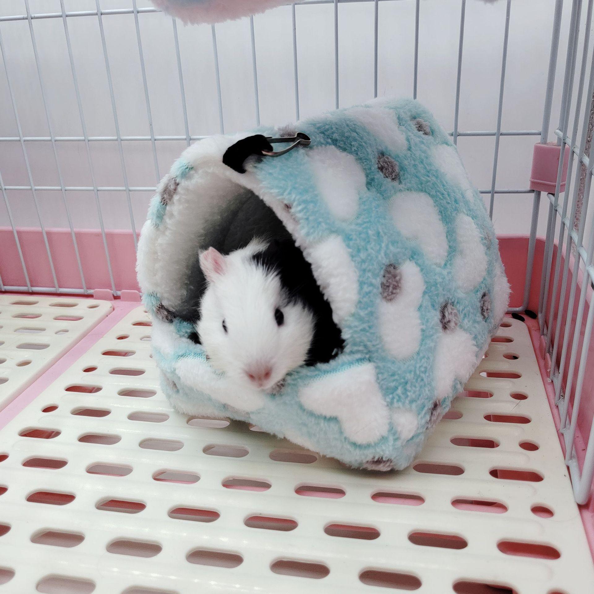 

Hamster House Warm Soft Beds And Houses Rodent Cage Printed Hammock for Rats Cotton Guinea Pig Accessories Small Animal S 8x8cm Mini