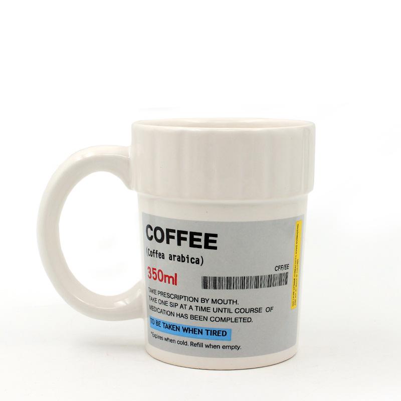 Ceramic Medicine Jar, Coffee Cup, Creative Medicine Cup, Medicine Bottle Shape, Mug Pattern, Water Cup