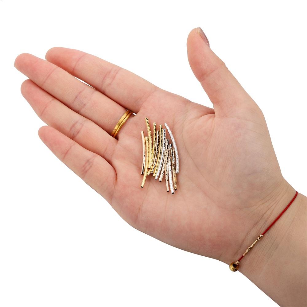 100pcs/lot 25-30 mm Stripe Copper Curve Tube Spacer Beads Connectors For DIY Jewelry Making Bracelet Necklace Accessories