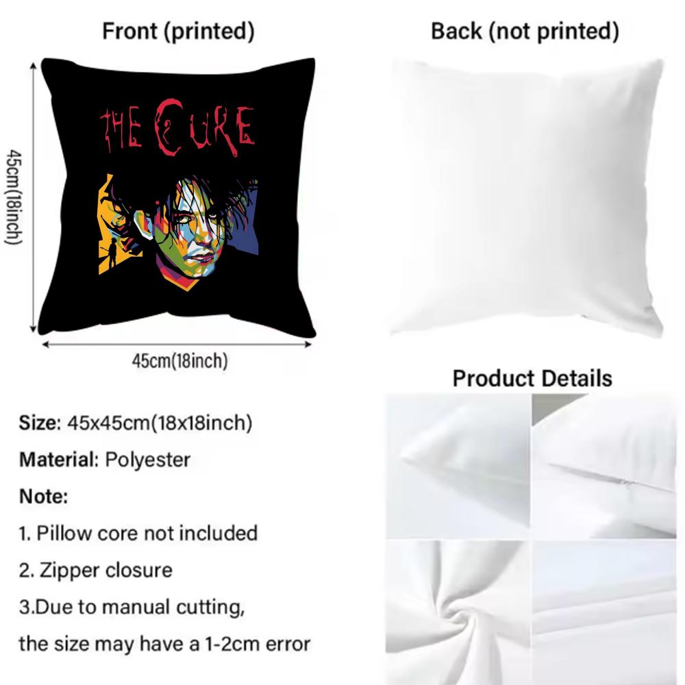 Classic Band The Cure Cushion Cover Soft & Easy-Wash Pillow Case – Versatile For Couch, Bed, Travel And Office