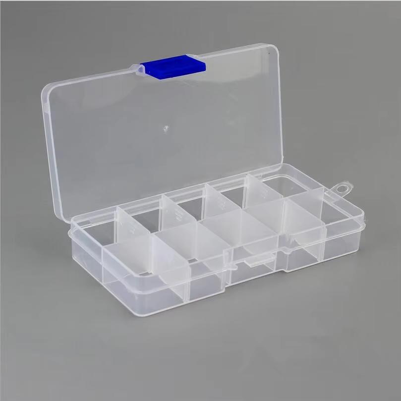 10 Slots Plastic Storage Organizer Container Jewelry Organizer Box with Adjustable Dividers for Beads Crafts Jewelry DIY