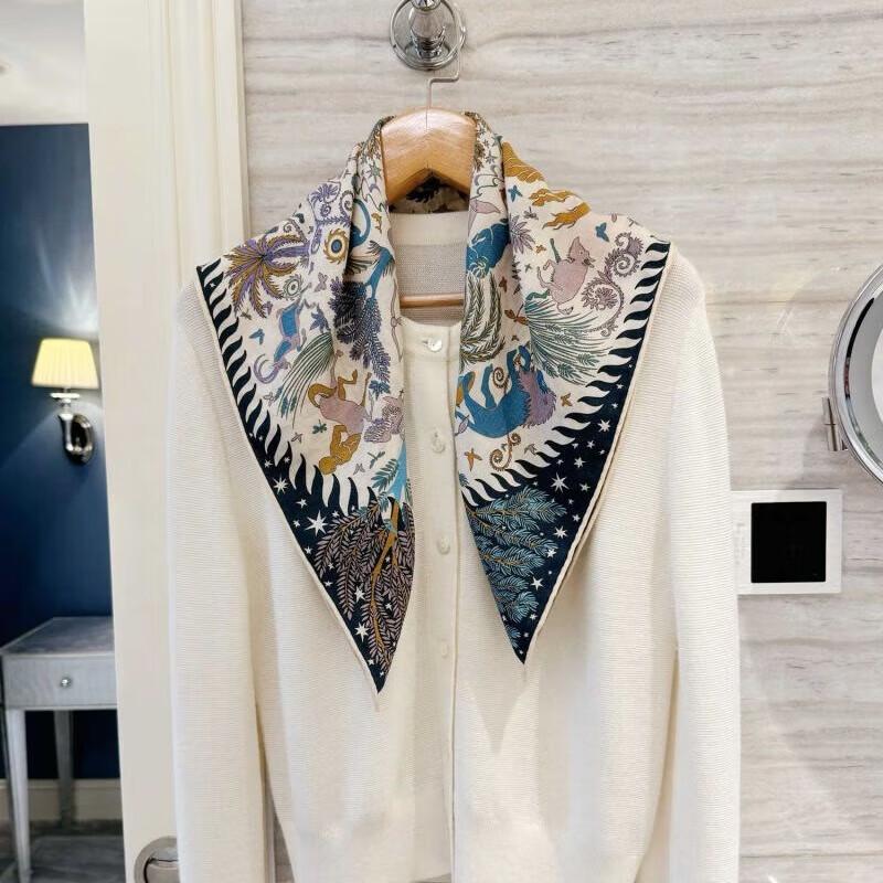 NINA SOLOR Double-Sided Silk Wool Blend Scarf